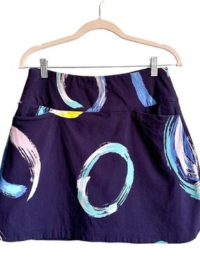 Lady Hagen Navy Pull On Tummy Control Golf Skort Brushstroke Circles Medium